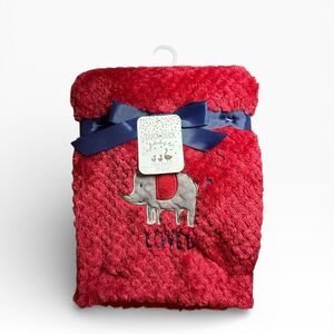 🥳 3/$26 Duck Duck Goose Plush Baby Blanket Red Elephant Embroidered NWT